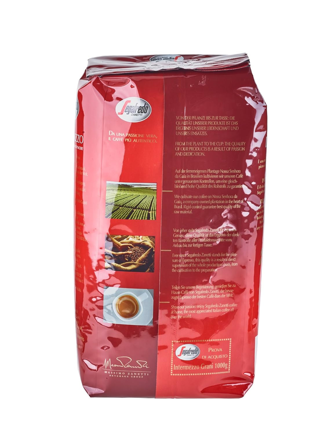 Segafredo Zanetti Intermezzo - Whole Beans (1 kg Pack) - Geeignet für alle italienischen Kaffeespezialitäten - Kaffeebohnen mit mittlerer Röstung, stark und vollmundig im Geschmack