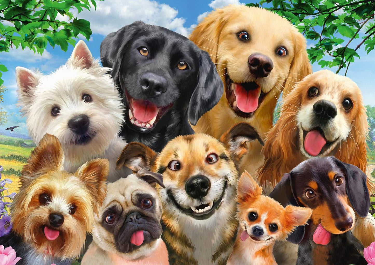 Schmidt Spiele 58390 Hunde-Selfie, Puzzle 500 Teile Puzzle Naty Shop