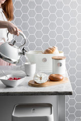 LIVING-Kollektion, Zuckerdose mit Deckel | creme pastell | Aufbewahrungsbox 1 L Küche für Zucker | Zuckerbehälter aus Stahl mit Deckel | Luftdichte Vorratsdosen aus Bambus mit Deckel, Aufbewahrungsboxen für Lebensmittel von Naty Shop
