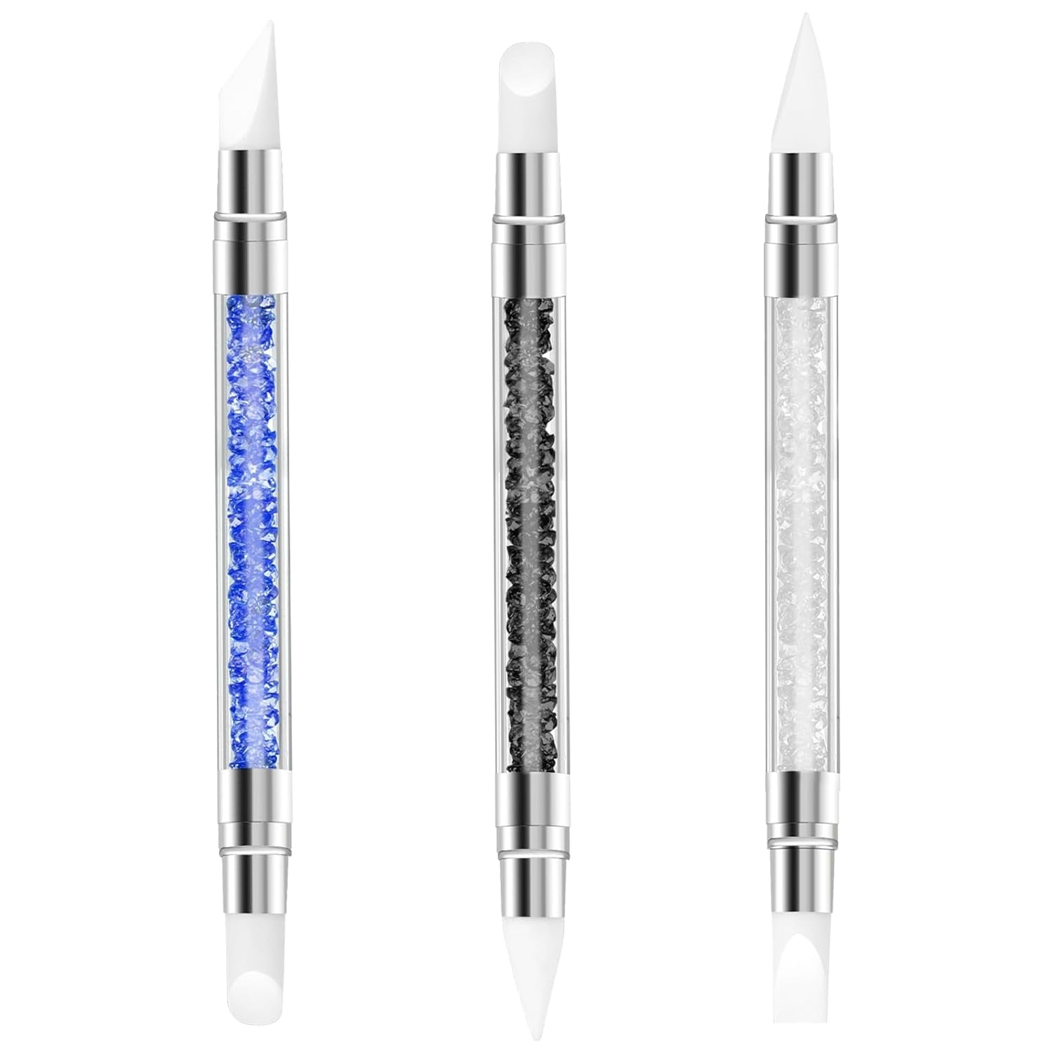 3 Stück Nagel Pinsel Silikon, Nagelkunst Skulptur Stift, Doppel Köpfe DIY Maniküre Werkzeug, Strassstein Picker, Gel Schnitzen Pinsel Für Design, Shaping Zeichnung Carving Nagelfolie