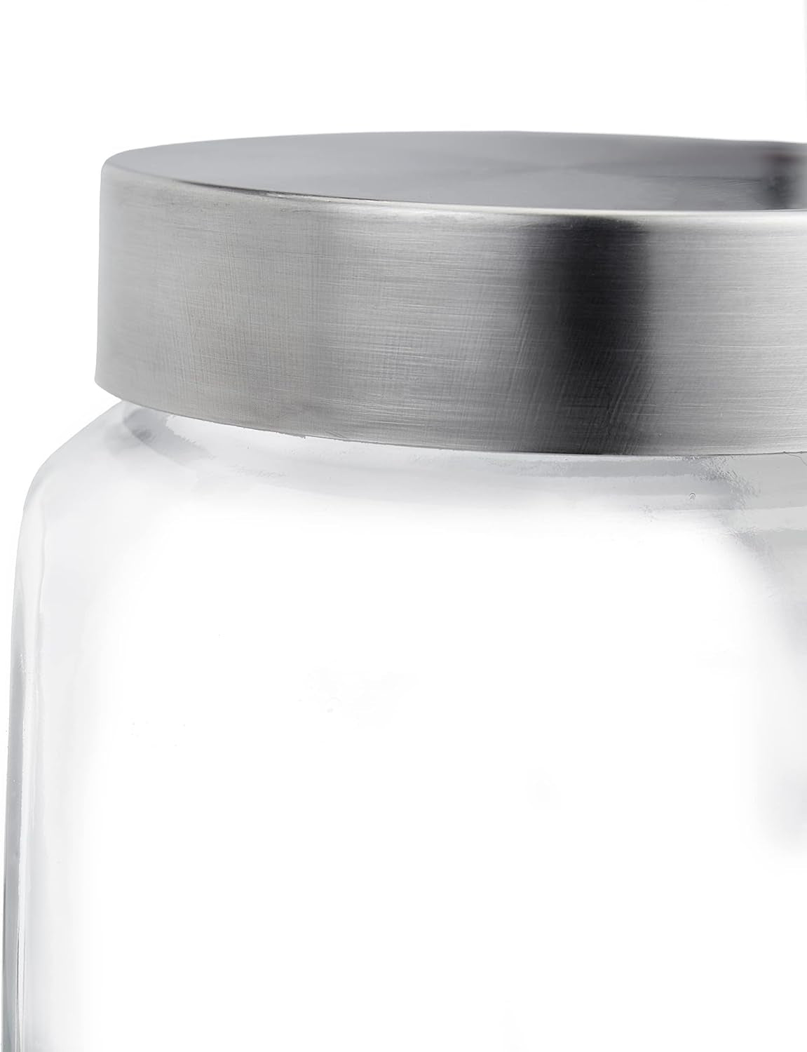 Relaxdays Bonbongläser 4er-Set, 1,5 l, Vorratsdosen für süße Lebensmittel, Candy Bar, Deckel aus Edelstahl, klar, transparent, silberfarben, Frischhaltedosen, Naty Shop