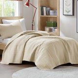 Comfort Spaces Kienna Steppdecken-Set, luxuriöse Doppelnaht, Sommerdecke, leicht, weich, ganzjährige Bettwäsche, passender Kissenbezug, weiß, Decke für Kingsize-Betten (264,2 x 228,6 cm), Naty Shop Quilts & Quilts Ivory Twin/Twin XL (66"X90")