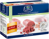 Dehner Premium Katzenfutter Sensitive Multipack, Nassfutter, für ernährungsempfindliche Katzen, je 4 x Huhn / Rind / Pute, 12 x 100 g Beutel (1,2 kg)