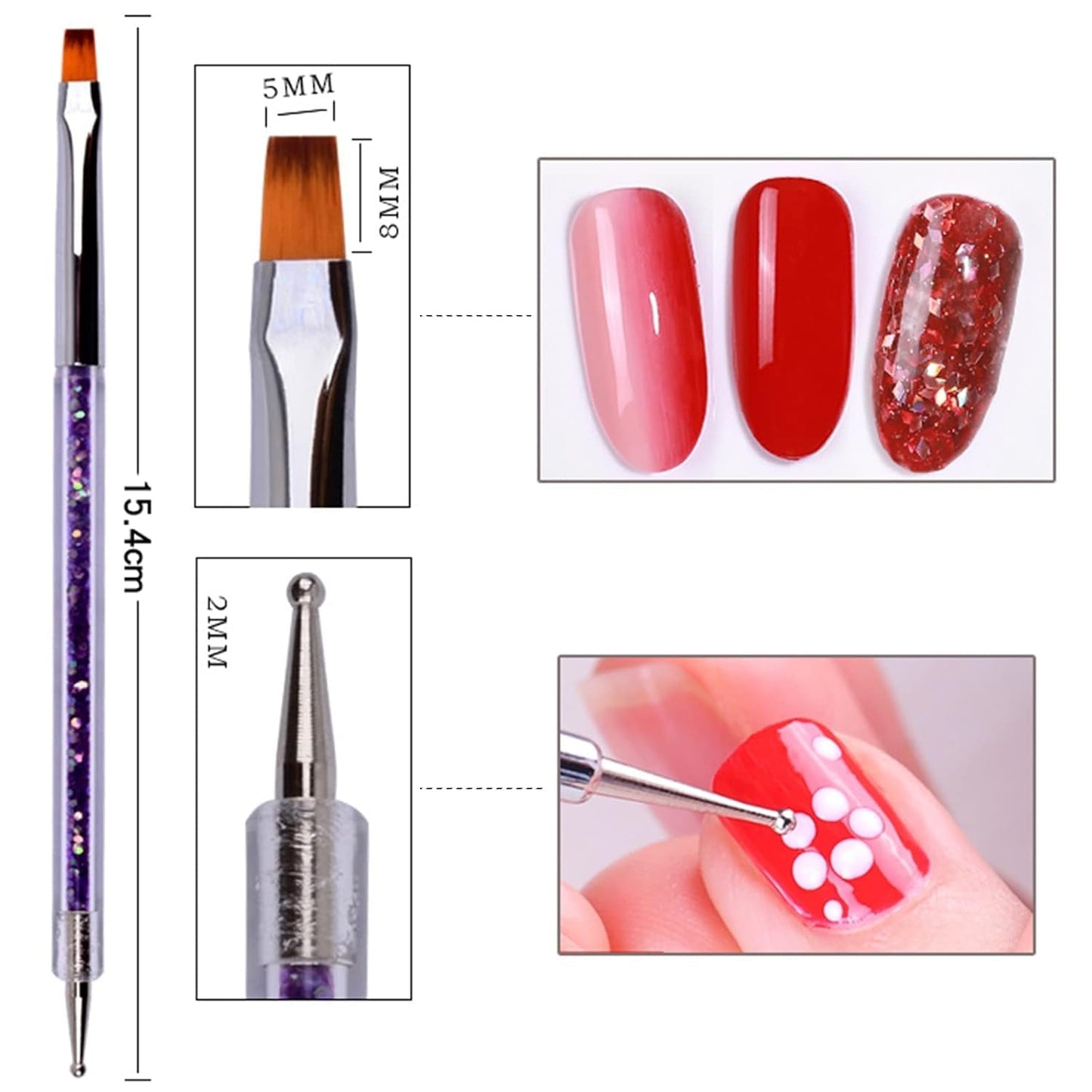 Nagel Art Fineliner Pinsel[5 Stück],Nagel Art Liner Pinsel,Professional Detail Pinselset,Nagellack Pinsel,Für Nail Art Design Painting Salon,Nageldesign Nagel Fußpflege