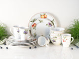 CreaTable, 16999, Serie Flora ORCHARD, 16-teiliges Geschirrset für 4 Personen, Kombiservice aus Porzellan, spülmaschinen- und mikrowellengeeignet, hergestellt in Europa