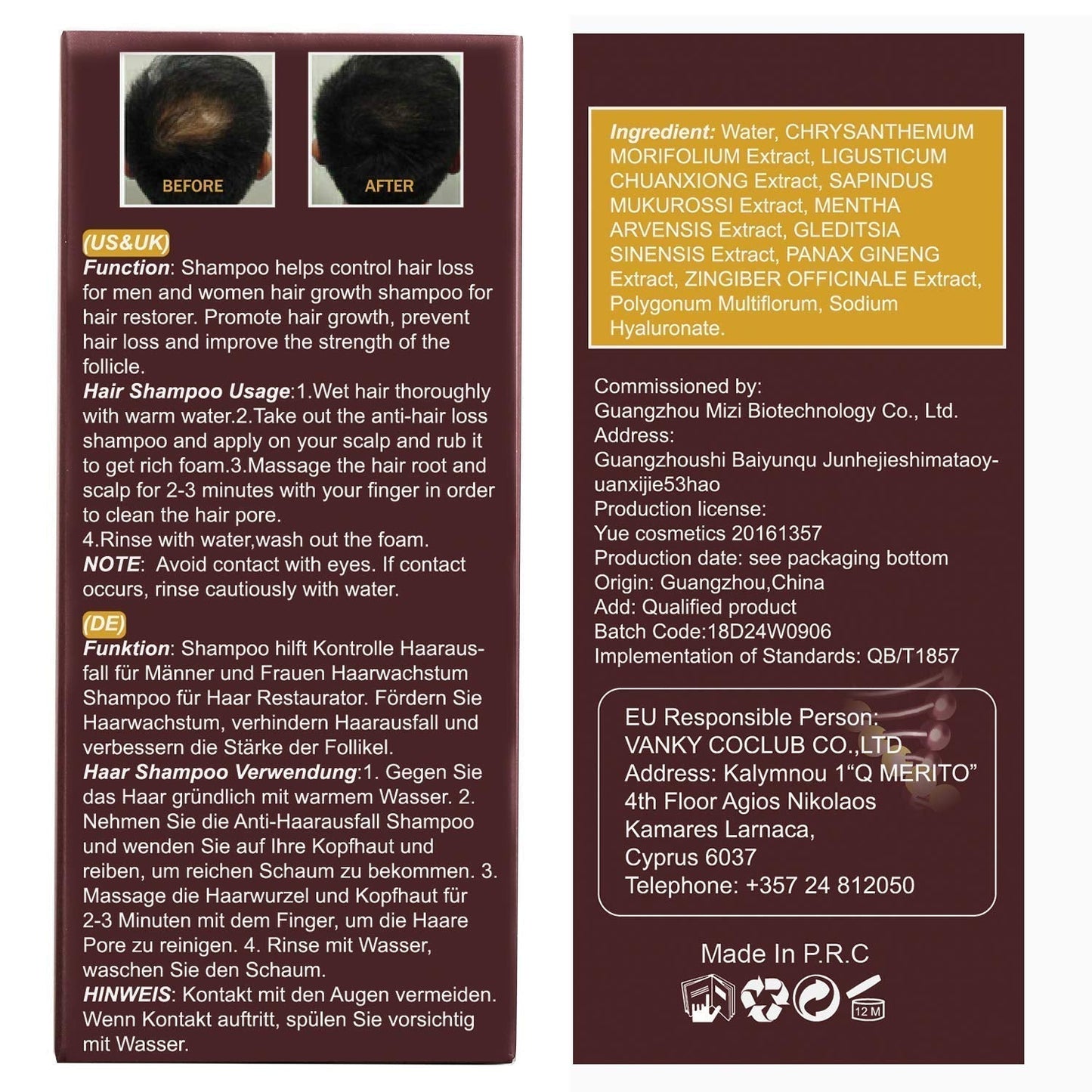 Haarwuchs-Shampoo, Anti-Haarausfall, Haarausfall-Shampoo, natürliches Kräutershampoo für schnelleres Haarwachstum, Lotion Naty Shop Haarpflege