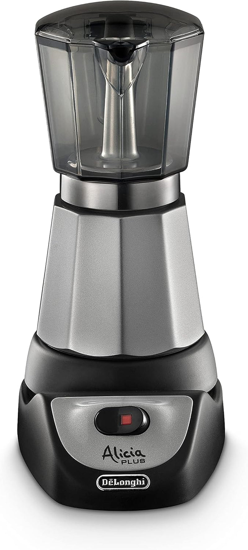 De'Longhi Alicia Plus EMKM6.B Moka-Kanne (360° drehbar, 550 W) Silber-Schwarz