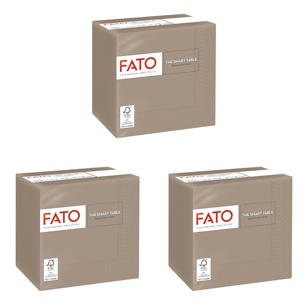 , Einweg-Papierservietten, ideal für Vorspeisen und Cocktails, Packung mit 100 Servietten, Größe 24 x 24 in 4 gefaltet, 2 Schichten, Farbe Turteltaube, 100 % reines Zellulosepapier, FSC-zertifiziert
