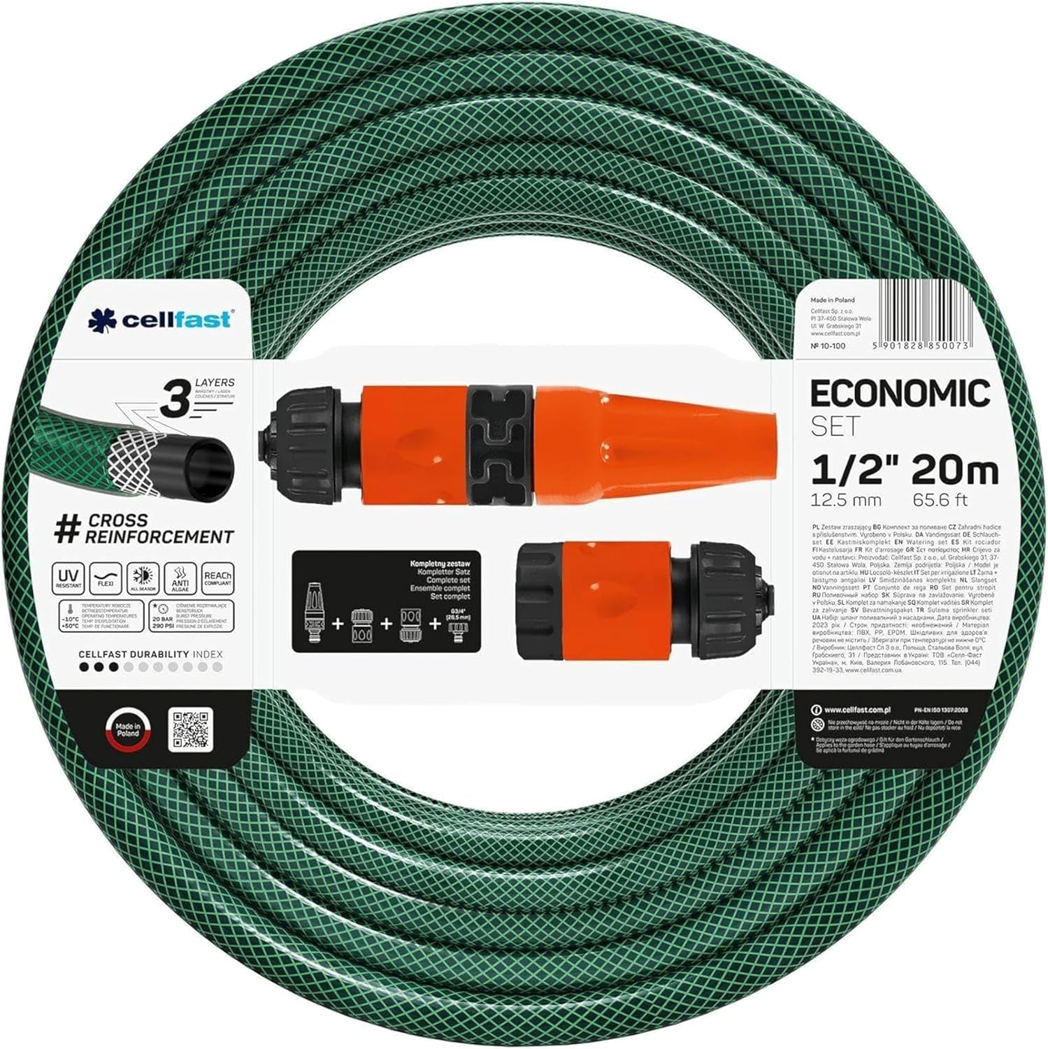 CELLFAST Sprinkler-Set, Gartensprinkler, Rasensprinkler für Blumen und Pflanzen, Schnellanschluss, wirtschaftlich
