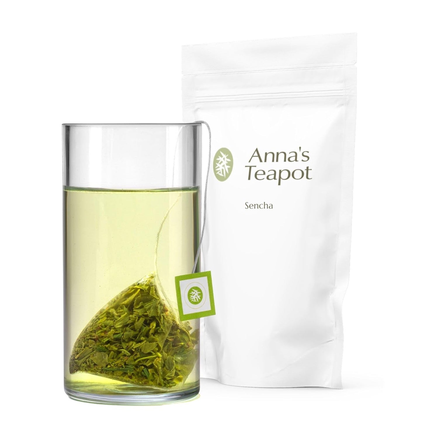 Anna'S Teekanne Sencha Bio-Grüntee-Beutel – Japanischer Bio-Grüntee 20 Pyramidenbeutel in einem wiederverschließbaren Beutel