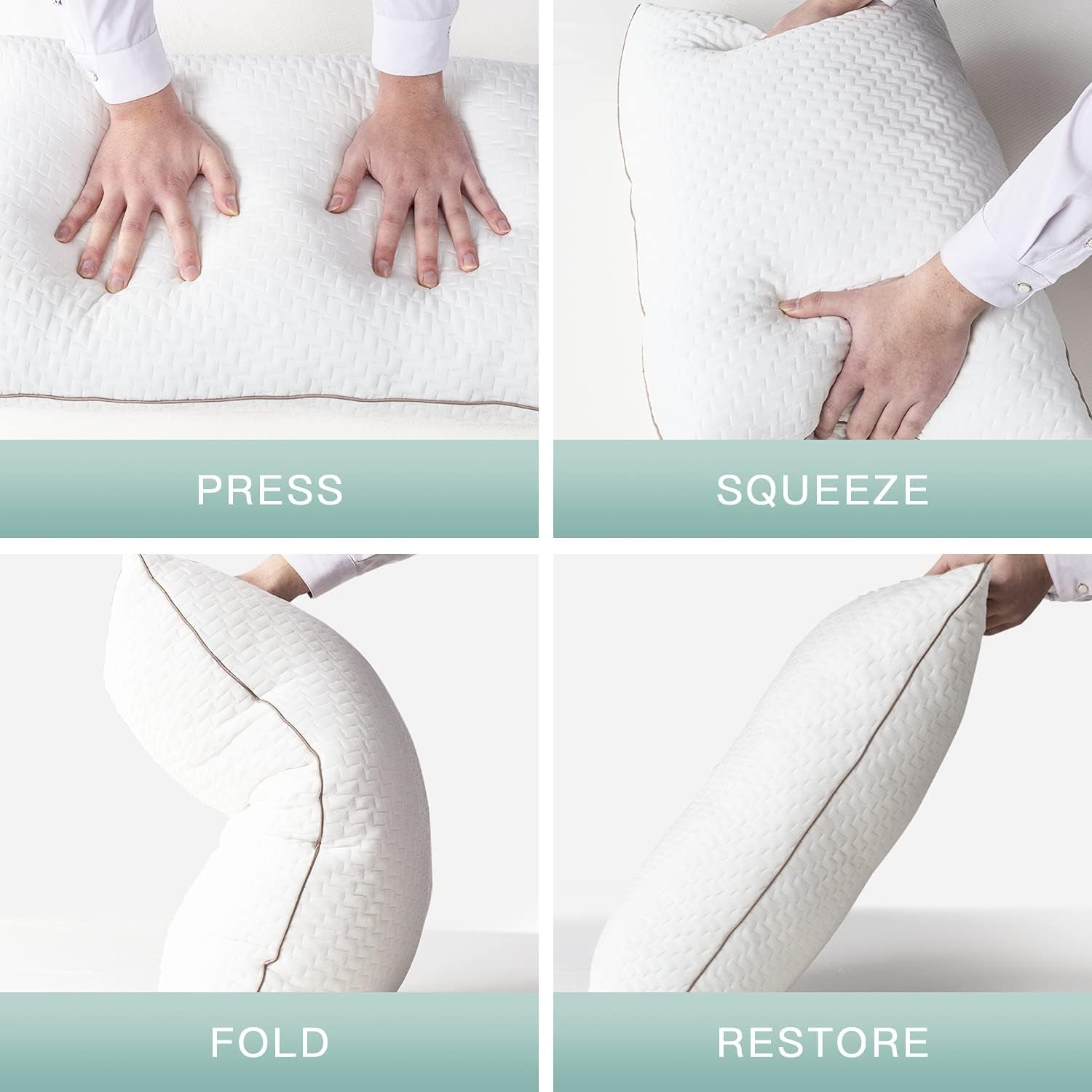 Bedstory-Kissen, Schlafkissen, 2 Stück, hypoallergen, Anti-Staub-Kissen, Daunen, alternative Qualität, Bettkissen für Rücken-, Bauch- und Seitenschläfer, Standardgröße, waschbar, 42 x 70 cm. Naty Shop Standard-Kissen
