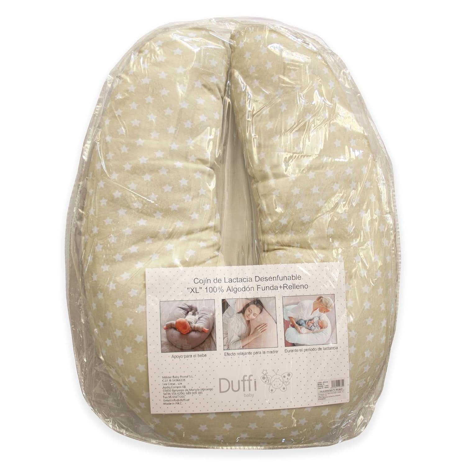 Stillkissen für Neugeborene, XL, Bezug aus 100 % Baumwolle, abnehmbar und waschbar, Füllung aus Polyester, Sternmotiv. Zubehör Essen und Stillen Bebe Naty Shop