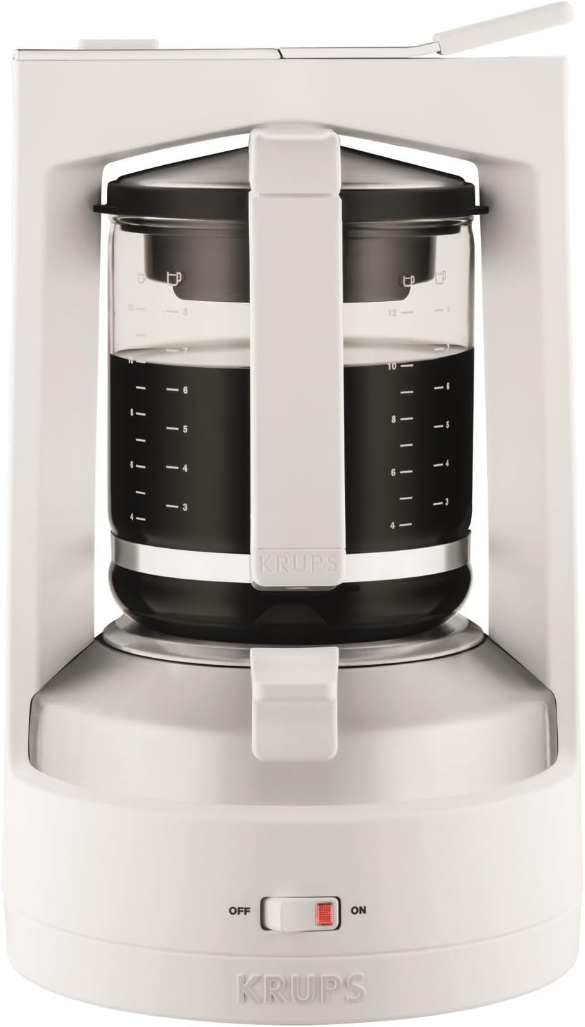 Krups T8 Filter-Espressomaschine, 850 Watt, automatische Abschaltung, 8–12 Tassen, 1 l Fassungsvermögen, Permanentfilter, beleuchteter Ein-/Ausschalter, einfach zu bedienen, Schwarz, KM4689