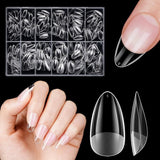 Kurze künstliche Nägel, 500 Stück, weiche Gel-Nagelspitzen mit vollständiger Abdeckung für Gelnägel, 12 Größen, vorpolierte Nagelspitzen für Gelnägel, kurze künstliche Nägel, Sargnagelverlängerungen mit Box