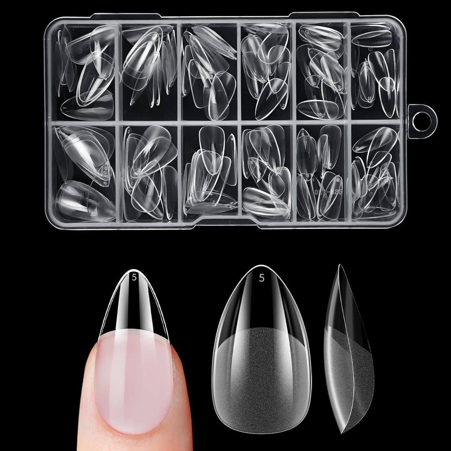 Kurze künstliche Nägel, Ballerina, 120 Stück, zum Aufkleben, 12 Größen, kurze künstliche Nägel, weiche Gel-Nagelspitzen mit vollständiger Abdeckung für kurze Gelnägel, S