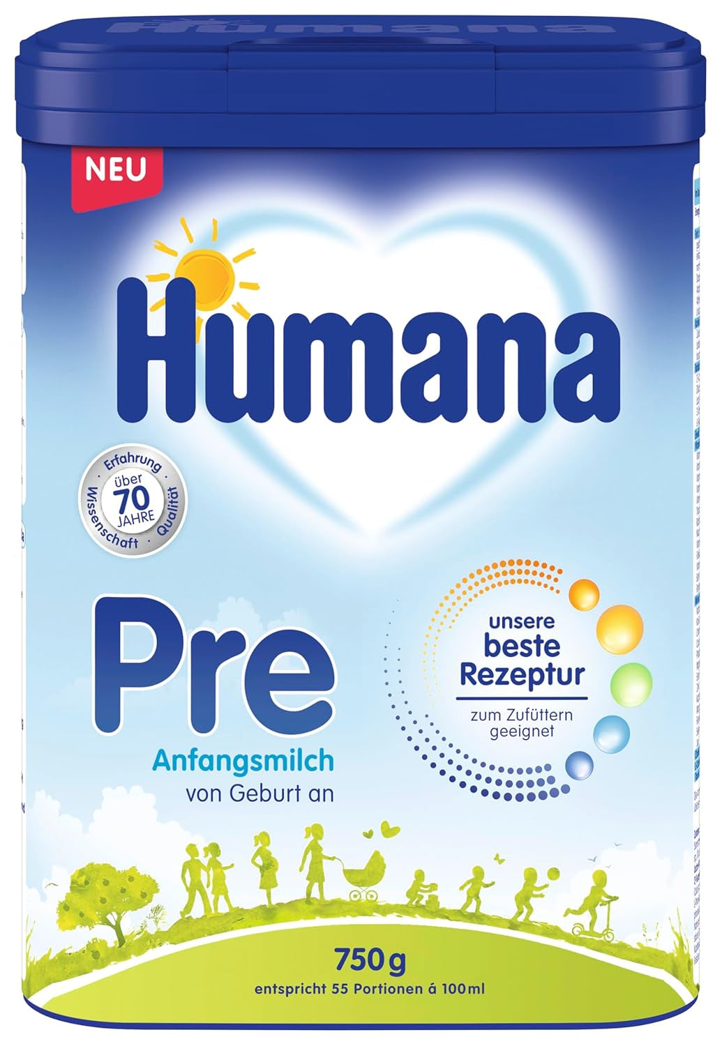 Formula Humana Pre Infant 750g - Packung - Milch für Babys ab der Geburt - Säuglingsnahrung als Ersatz oder Ergänzung zur Muttermilch - Nahrung für Babys