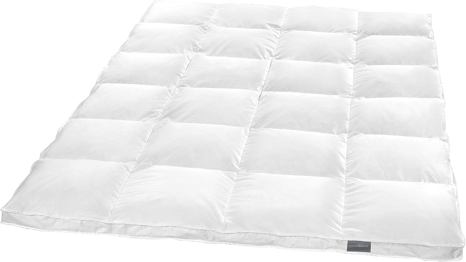 Traumnacht Basic Leichte Daunendecke mit neuen weißen Daunen (60 %) und Federn (40 %), DIN EN 12934, 135 x 200 cm, Down Pass und Öko-Tex zertifiziert, hergestellt nach dem deutschen Qualitätsstandard Bettdecken und Steppdecken Naty Shop 60 Prozent Daunen / 40 Prozent Federn Sehr warme Winterdecke 155 x 220