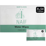 Naïf Plastikfreie Feuchttücher 432 Stück (8Er X 54 Feuchttücher) - Pflege Für Babypo, Körper Und Gesicht - 99% Aus Wasser - 0% Parfüm Und Alkohol - Nachhaltige Feuchttücherbox Eukalyptus Sensitiv Naty Shop 54 Stück (8Er Pack) Wasser