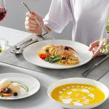 MALACASA 4-Personen-Geschirrset aus Knochenporzellan, 16-teiliges Geschirrset, rund, weiß mit Goldrand, Kombinationsset aus 4 Speisetellern, 4 Desserttellern, 4 Suma-Tellern und 4 Müslischalen der NORI-Serie