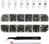 Beadsland 2500 Stück Glas Nailart Strasssteine ​​​​Kristall Flatback Edelsteine ​​​​Runde, ​​Für Handwerk Gemischt 8 Größen SS4 ~ SS30 Mit Picking Pinzette Und Stift (Kristall Weiß)
