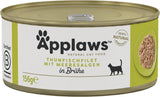 Applaws 100 % natürliches Premium-Nassfutter für Katzen, Thunfischfilet mit Algen in Brühe – Packung mit 24 x 156 g Dosen