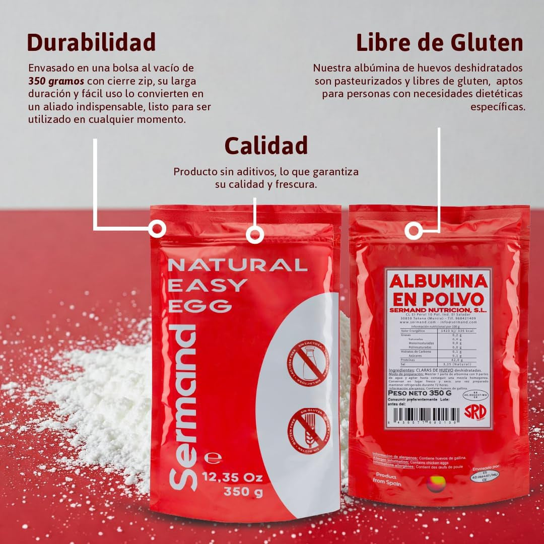 Eiklarpulver (350g) | Getrocknetes Eiklar Pulver | Eialbumin für Backen & Kochen | Ohne Zusatztoffee | Laktosefreie Zip-Bag-Verpackung