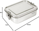 Wenco Edelstahl-Lunchbox, 2 Fächer, großes Fassungsvermögen, 850 ml, Lunchbox, wasserdicht, spülmaschinenfest, inklusive Ersatz-Silikonring, 18,5 x 14 x 5,5 cm, silberfarben (2 Stück), Frischhalteboxen, Naty Shop