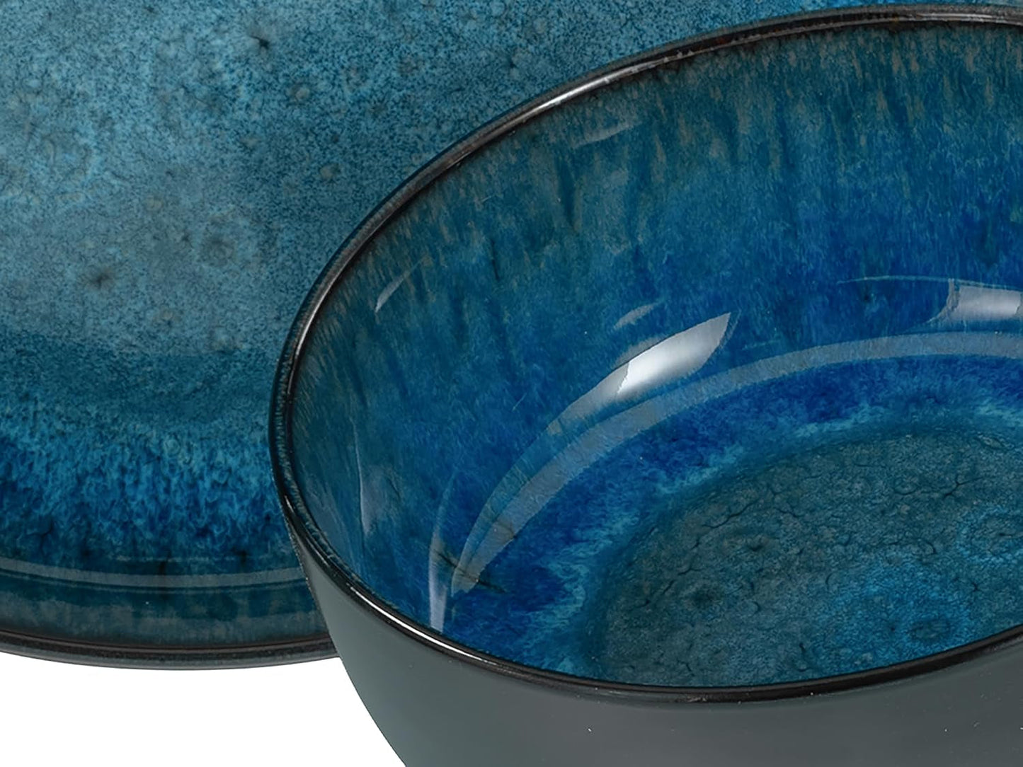 CreaTable, 20149, Nordic Fjord Blue Serie, 16-teiliges Geschirrset für 4 Personen, Kombiservice aus Porzellan, spülmaschinen- und mikrowellenfest, hochwertige Herstellung