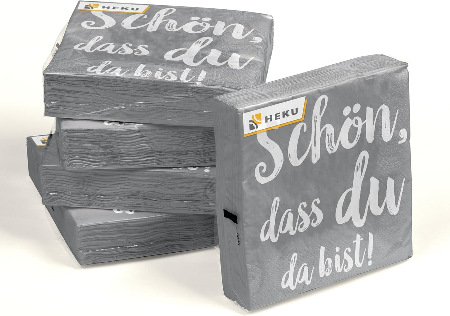 HEKU Cocktailservietten „Schön Dass Du Da Bist“, 3-lagig, 25X25Cm, 150 Stück I Elegantes Design I Ideal für Feiern I Praktisch verpackt