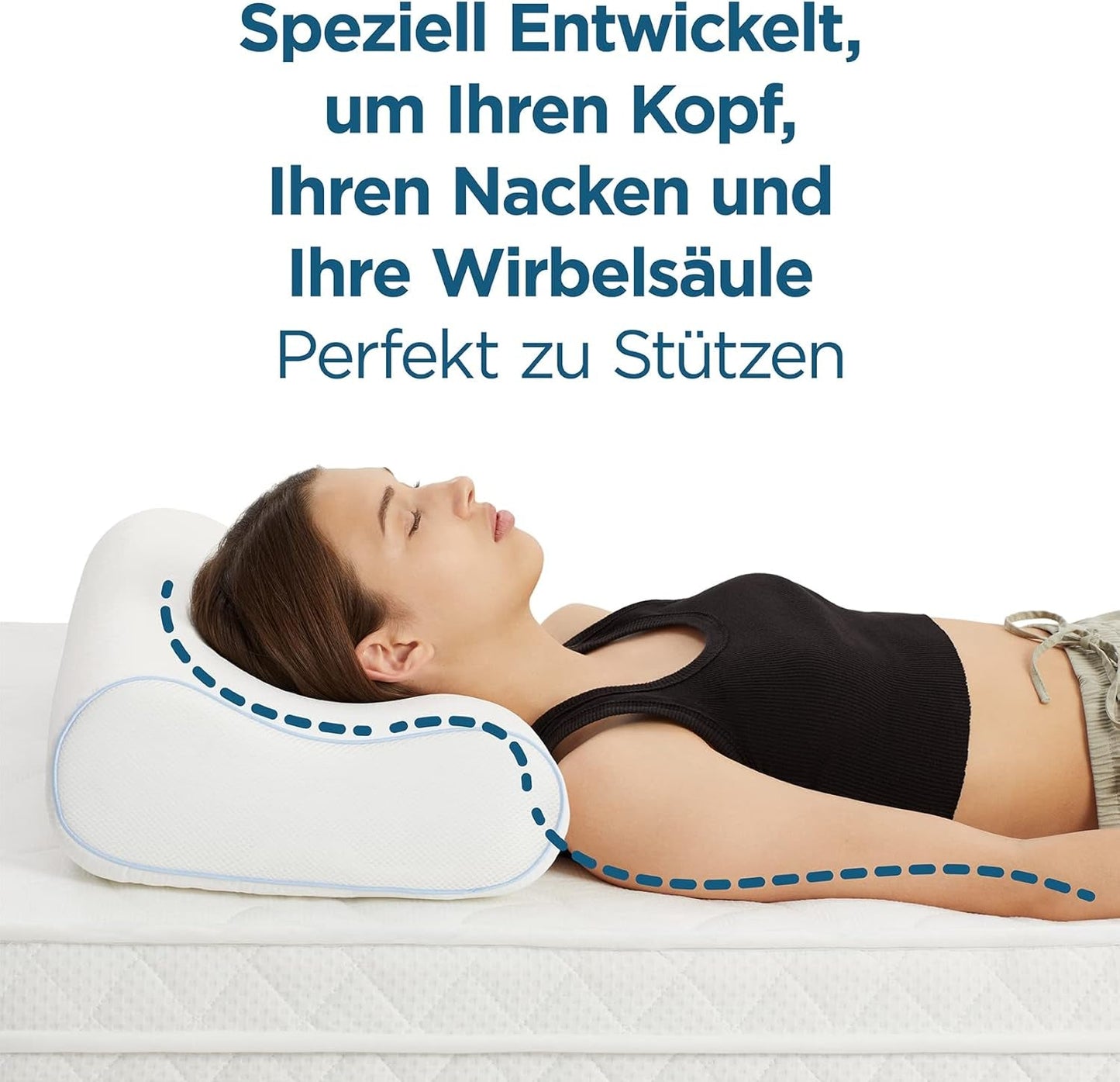 ORTHOVERSE Orthopädisches Kissen – Nackenstützkissen, Schlafkissen, Kopfkissen, Memory-Schaum-Kissen, Kopfkissen, Nackenschmerzkissen – höhenverstellbar, Aloe Vera-Bezug, medizinisches Hilfsmittel Naty Shop Cervical Orthopedic Pillows