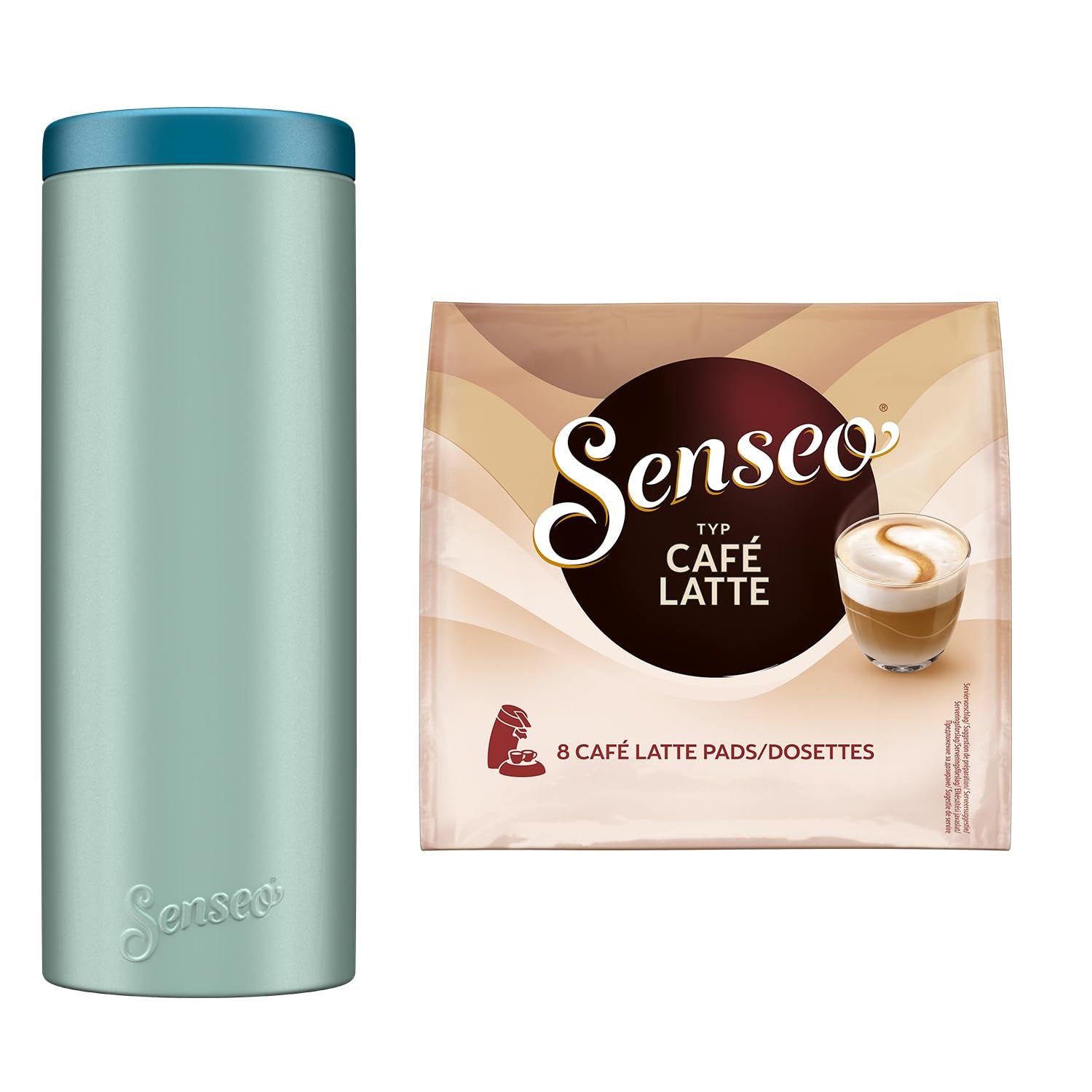 Senseo Pads Café Latte, 10 x 8 Getränke, 80 Kaffee Pos, inklusive Senseo Pad Dose