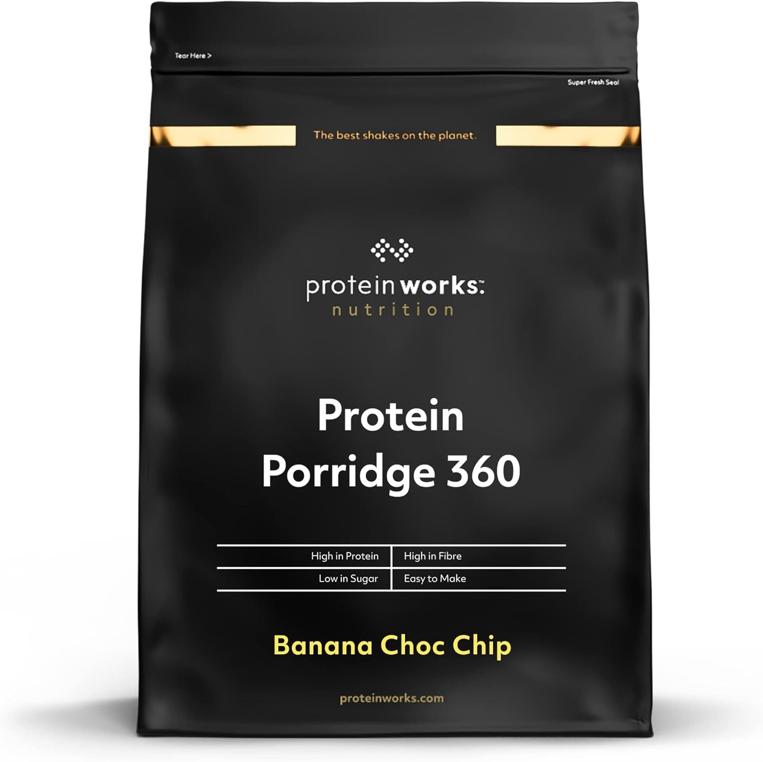 Protein Works – Protein Porridge 360 ​​| Mythos Zusätzliche Vitamine und Mineralien | Proteinreiches Frühstück | Kalorienarme Haferflocken | 6 Portionen | Bananen-Schoko-Chip | 500G Müsli Naty Shop Standardtitel