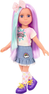 Glitter Girls – Luma – 36 cm große bewegliche Puppe – einzigartige lila Haare und lila Augen – Haarverlängerungen, Schleife, Clips und farbenfrohes Outfit – ab 3 Jahren