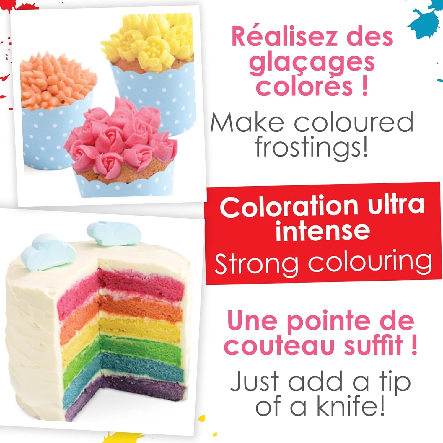 Scrapcooking – Set mit 3 Pulver-Lebensmittelfarben – Rot, Gelb, Blau – Lebensmittelfarbe zum Backen, Kuchen, Plätzchen, Plätzchen, Teig, Fondant, Regenbogenkuchen – 4011