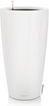 Pflanzgefäß LECHUZA Rondo Premium 32 Mattweiß | Pflanzsäule mit Bewässerungssystem, Wasserstandsanzeige und Pflanzeinsatz | Mattes Finish | Ø 32,5 x 56,5 cm | 15786