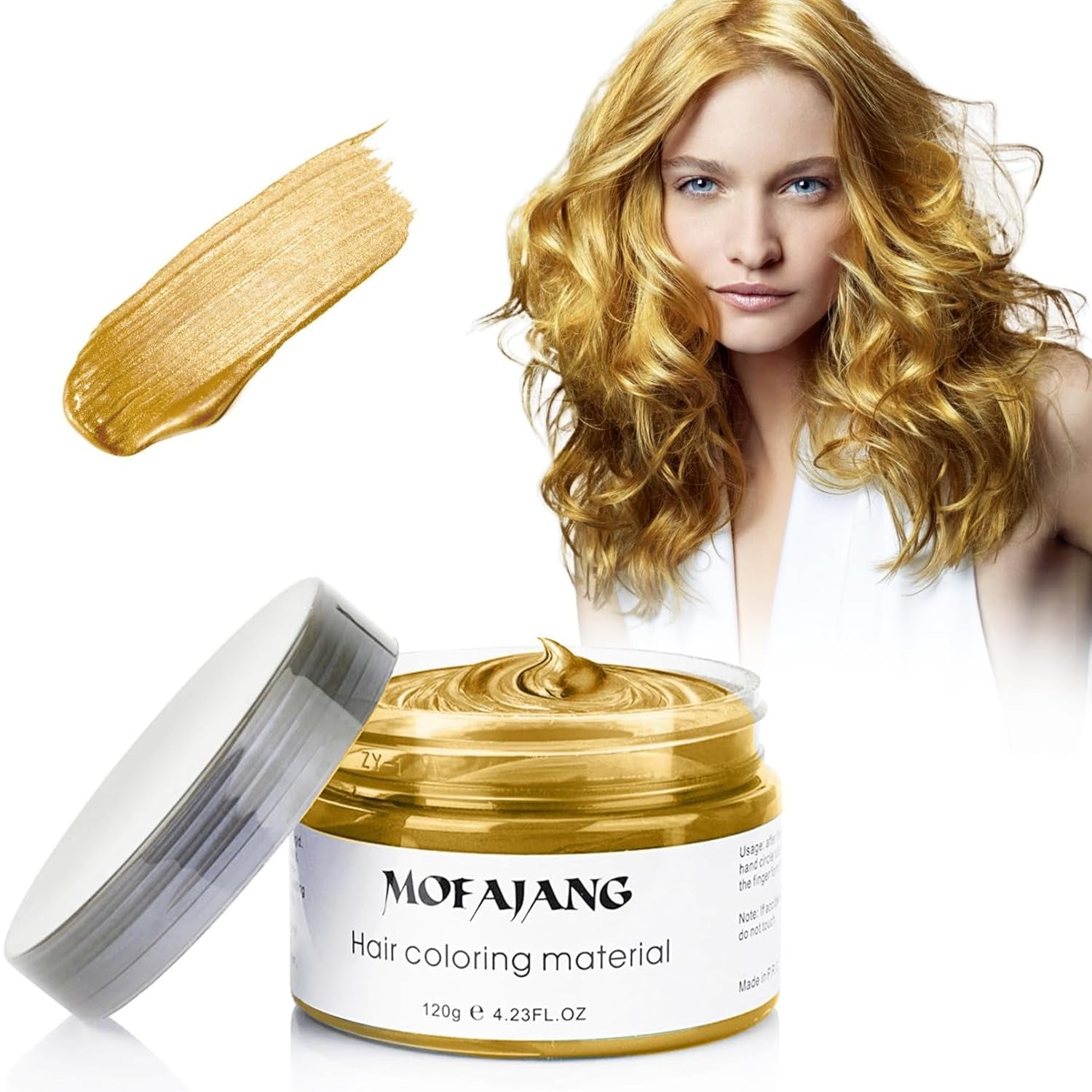 Temporäre Haarfarbe, 4,23 Unzen Farbwachs für Männer und Frauen, waschbare natürliche Farbpomade, sofortige Haarfarbe für Party, Cosplay, Halloween (rot) Naty Shop Haarfarbe Gold 120 g (1 Packung)