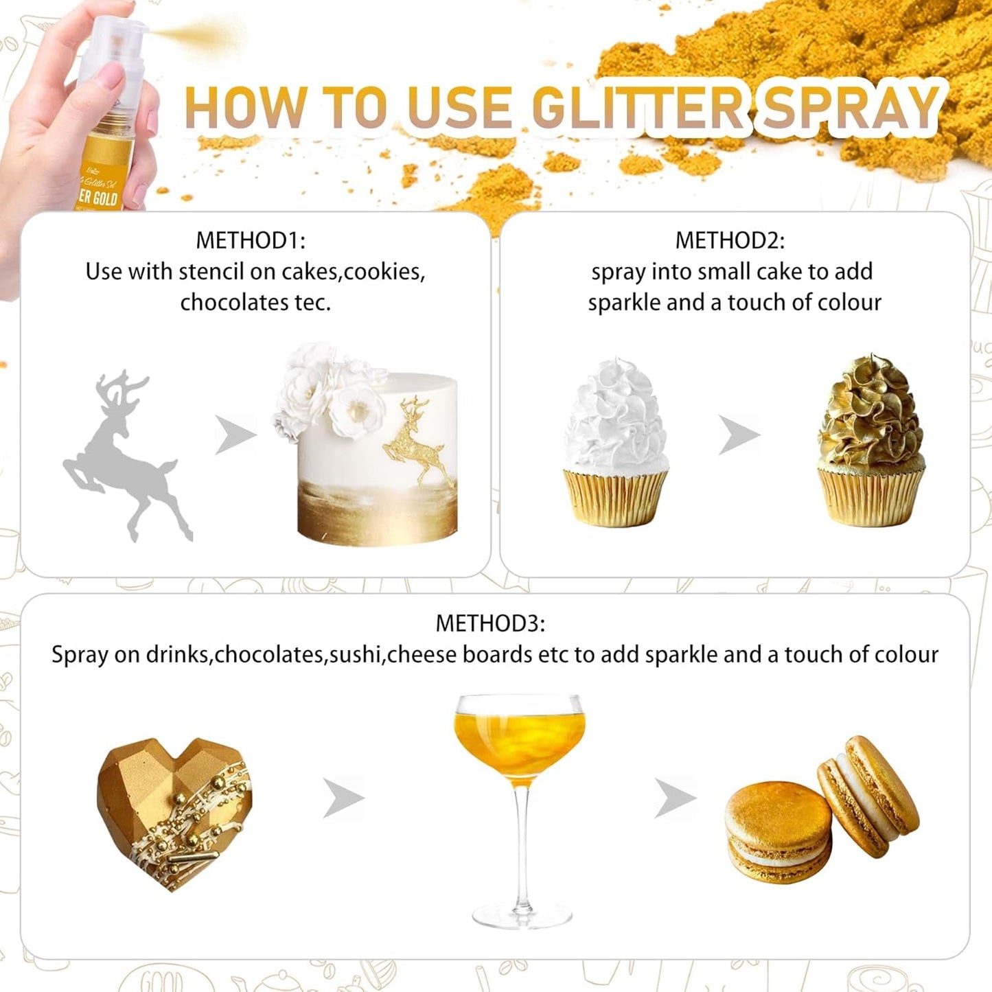 Essbares Glitzerspray – 22 g essbarer Glitzer, essbares Glitzerpulver für Getränke, Kuchendekorationen, Macarons – Lebensmittelfarbenes Glitzerpulver, essbarer Glitzer für Cocktails, Muffins (Pink)