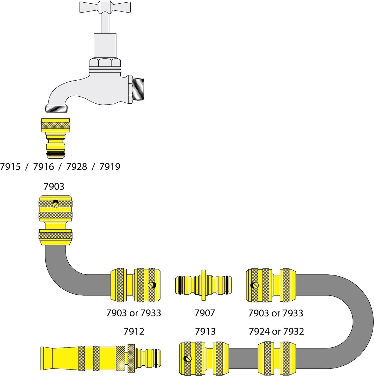 Steckbarer Wasserhahnanschluss | Durchmesser 20-30 mm | Massives Messing | Sicher und langlebig | Sichere Befestigung | Robust und korrosionsbeständig, schwarz/silber/gold