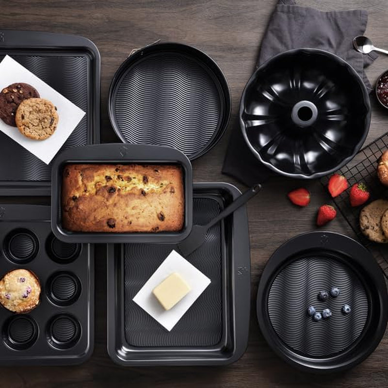 Masterpro Foodies – Backbleche für 6 Muffins – Gleichmäßige Wärmeverteilung – Aus Kohlenstoffstahl – Anti-Seize-Boden – Herausnehmbare und leicht zu waschende Backbleche und Formen Naty Shop