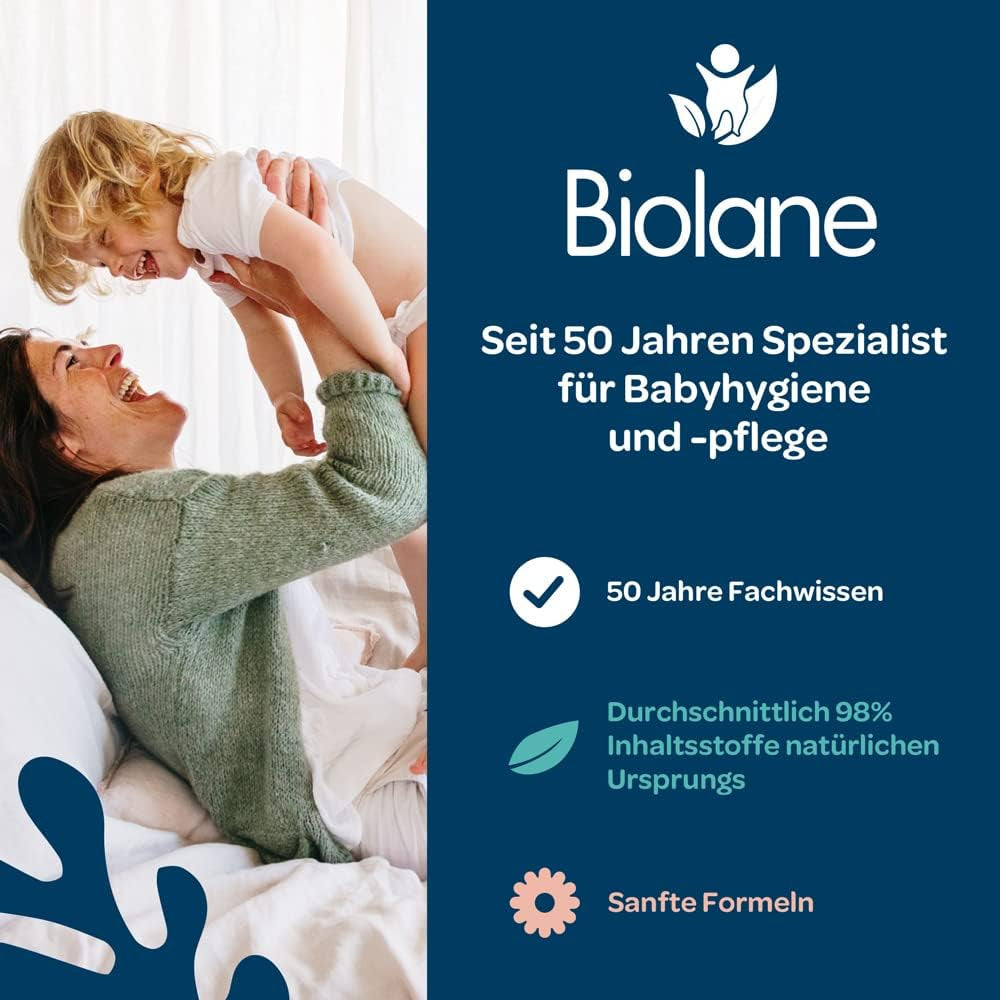 BIOLANE – Baby-Feuchttücher mit 99,9 % Wasser – reines Wasser – Packung mit 12 x 48 Stück (576 Tücher) – für empfindliche Haut – ab der Geburt – parfümfrei – Pflege zum Wickeln und Reinigen von Babys