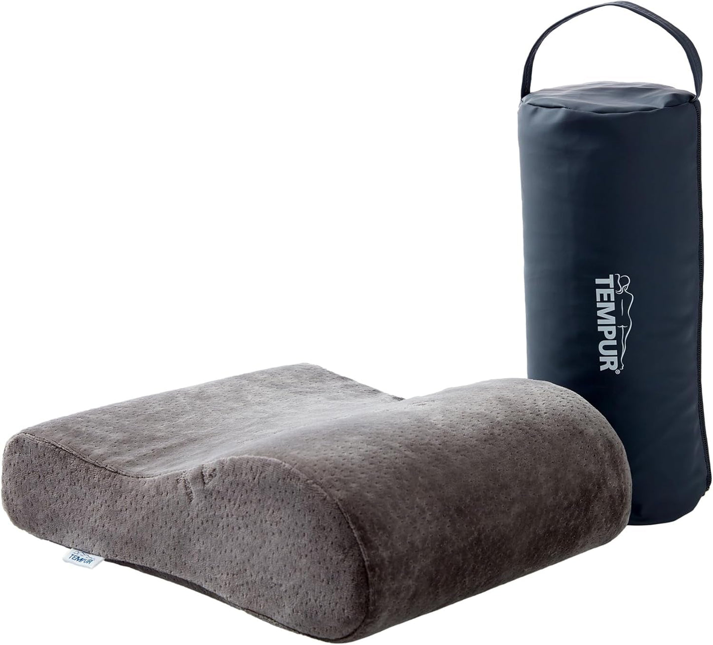 TEMPUR Memory Foam Reisekissen, ergonomisches Nackenkissen, inklusive Tragetasche, anthrazit, Maße 25 x 31 x 10/7 cm