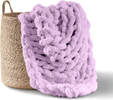 Grob gestrickte Decke, Überwurf, 100 % handgestrickt mit Jumbo-Chenillegarn (127 x 152,4 cm, Fliedergrau) Adyrescia Purple Beds and Duvets 50"X60"