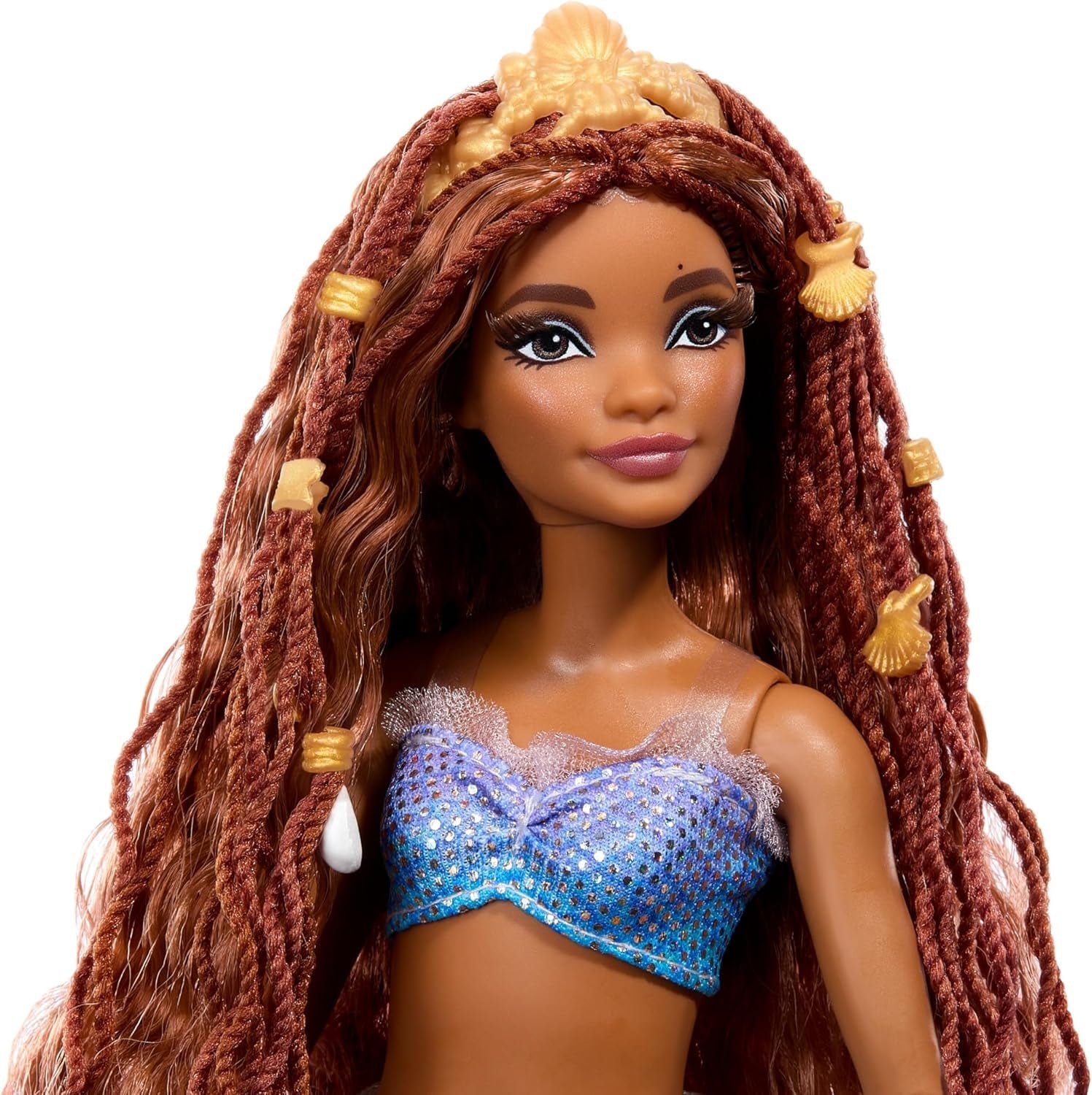 Mattel Disney Arielle, die kleine Meerjungfrau – Deluxe-Meerjungfrau-Puppe mit Haarperlen und Puppenständer zum fantasievollen Spielen und Präsentieren, für Kinder ab 3 Jahren, HNF42