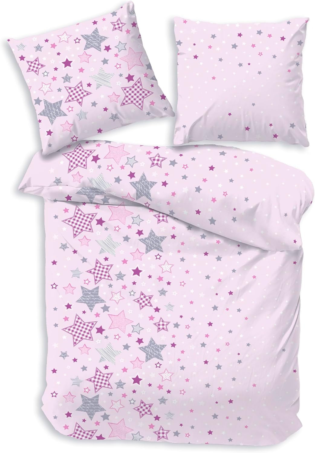 Bettwäsche für Kinder, rosa Sterne, 100 % Baumwolle Bettwäsche - Kinder Naty Shop Standardtitel