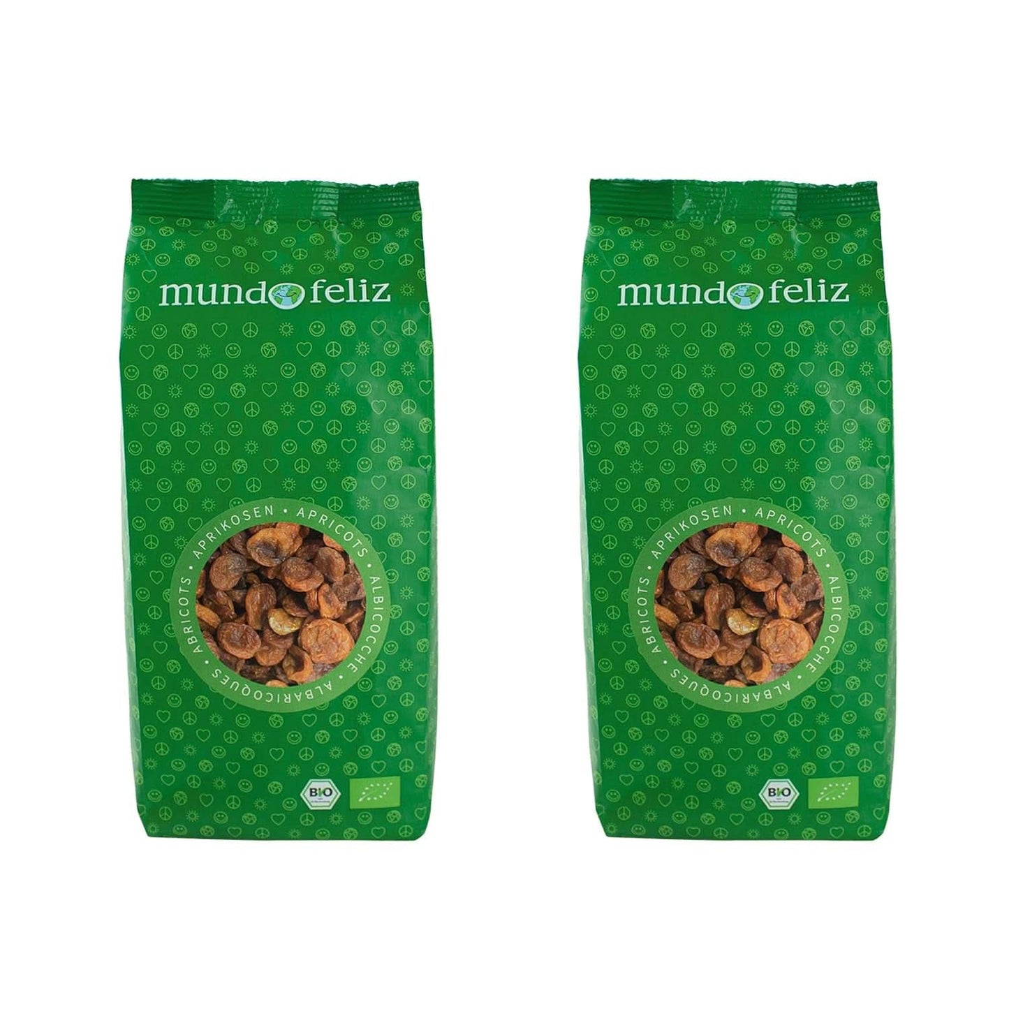 Mundo Feliz, Getrocknete Aprikosen mit Kernen aus biologischem Anbau, 2 x 500 Gramm Naty Shop dehydrierte Produkte 2 x 500 Gramm