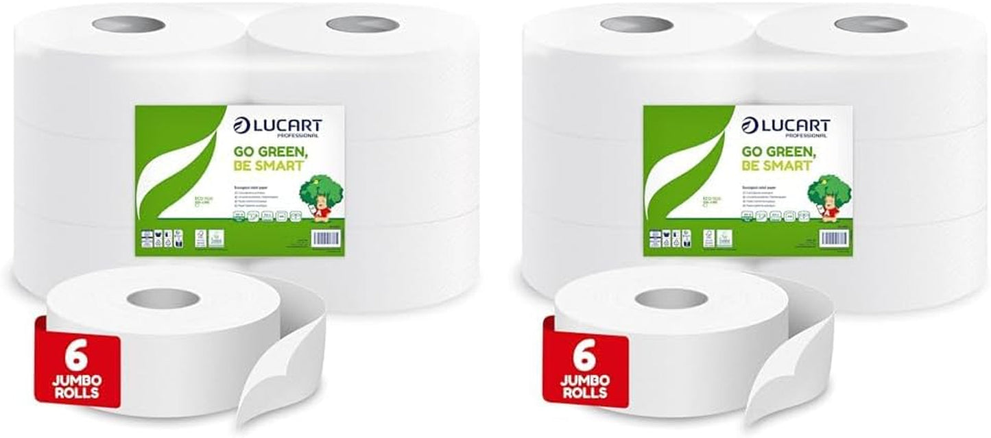 Jumbo Eco Toilettenpapierrollen, 2-lagig, Handwaschcreme mit reinigender, feuchtigkeitsspendender und glättender Formel – Blumenduft – 5 l, 6 Stück (1er-Pack)