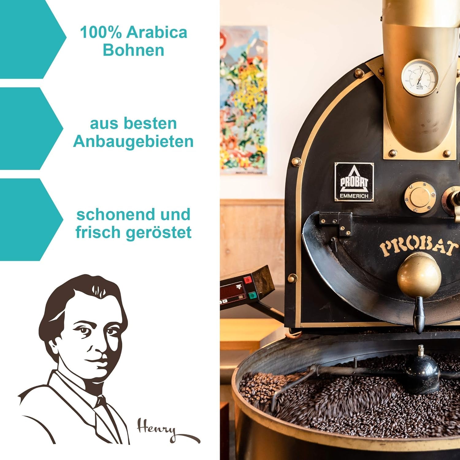 Henry's Kaffee - Guatemala Antiqua Type Pampojila 1000g - lebendiges Aroma - unaufdringliche Säure - erlesene Qualität - Handwerklich in Deutschland geröstet - Kaffeebohnen direkt vom Bauern
