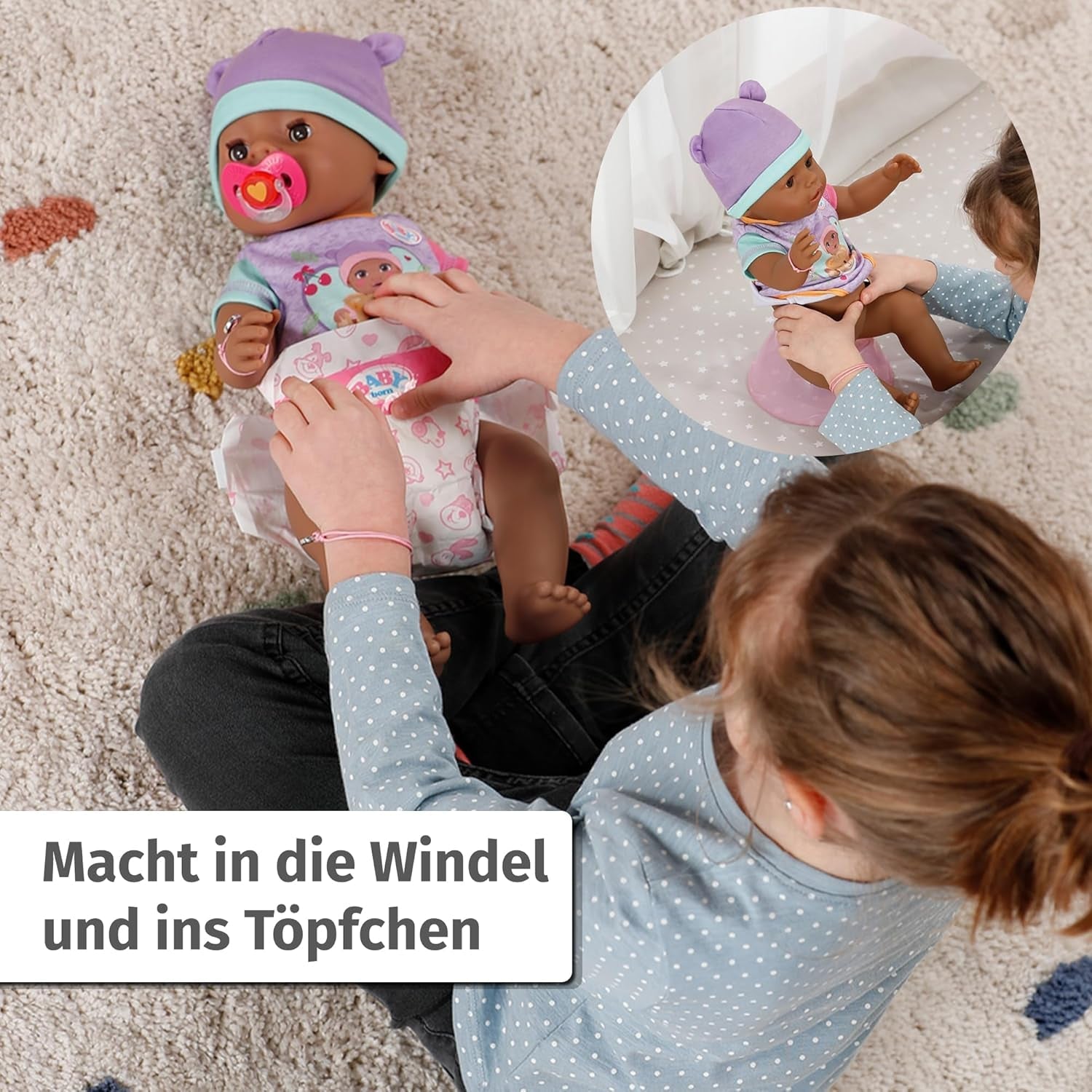 BABY Born Eva 43Cm, Puppe mit 10 Funktionen und Zubehör, für Kinder ab 3 Jahren, funktioniert ohne Batterie, große Puppe 43Cm, 836408 Zapf Creation Dolls Naty Shop