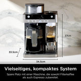 Ninja Prestige 2-in-1-Filterkaffeemaschine mit Kapseln und integriertem Milchaufschäumer, für Latte, Eiskaffee und Flat White, Schwarz CFN802EU