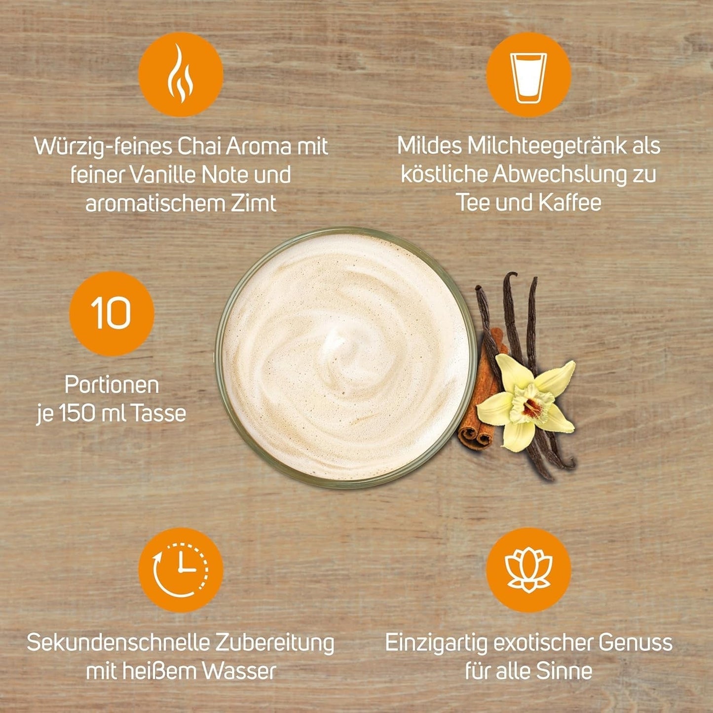KRÜGER YOU Chai Latte Vanille-Zimt, Instantzubereitung für Milchgetränke, aromatisiert mit Vanille und Zimt, 250 g (10 Beutel à 25 g)